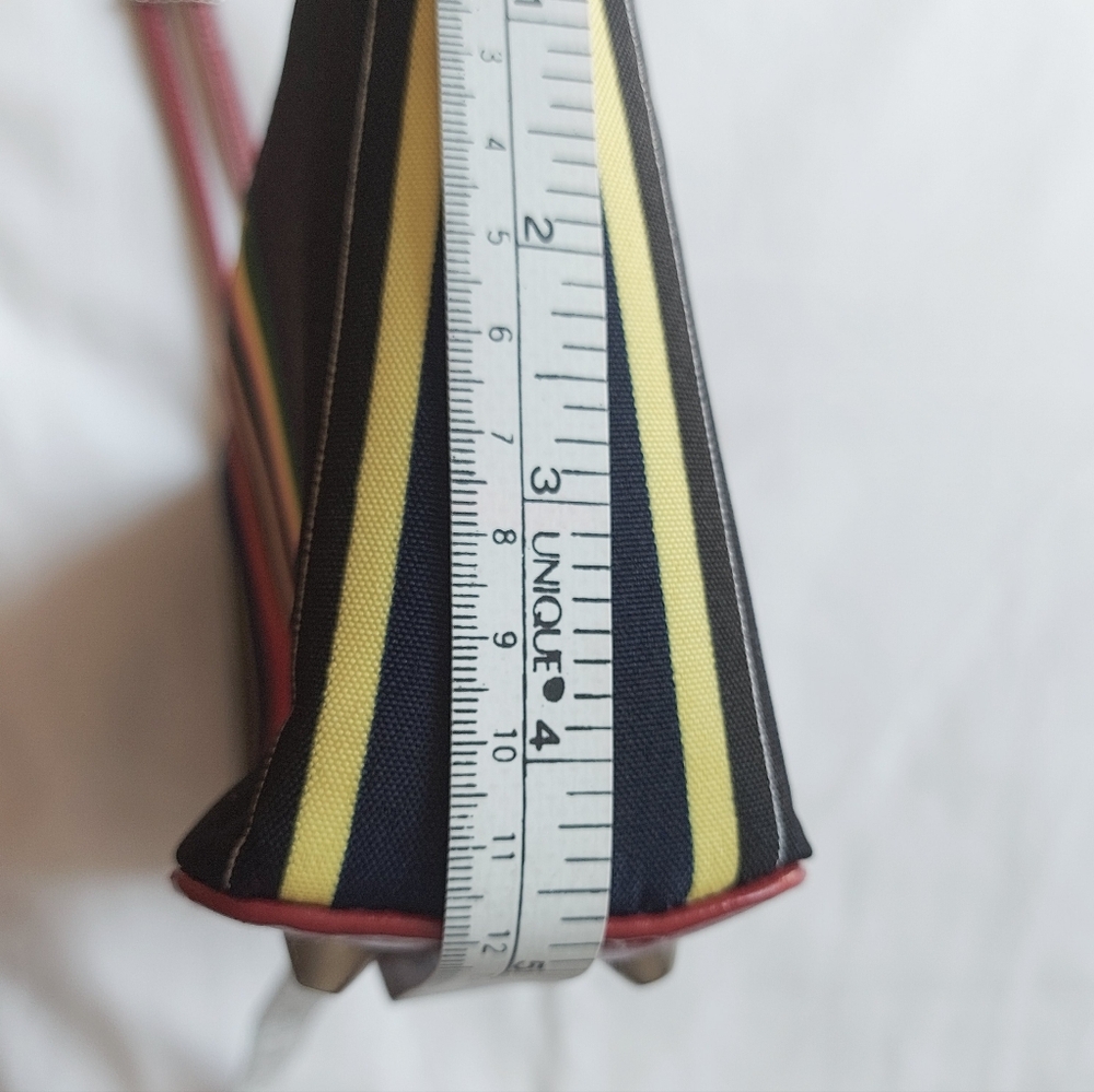 Vintage K18 Shoulder Strap Bag Fabric Multicolor Stripe Summer Beach Handbag - Picture 8 of 15
